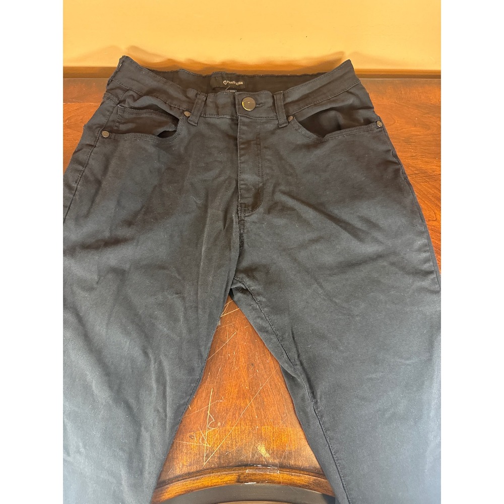 Fried Denim Mens Black‎ Slim Straight Moto Stitch Stretch Pants 38x32